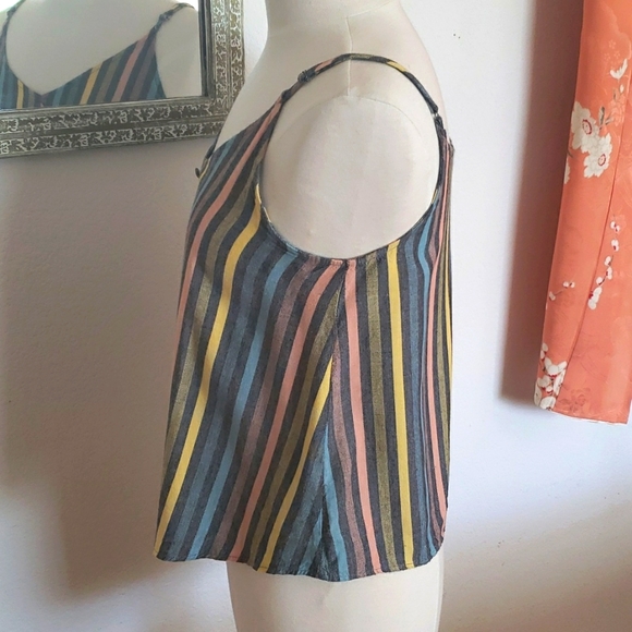 Mine 100% Rayon Striped Button A-Line Tank Top Size Medium - Picture 7 of 9